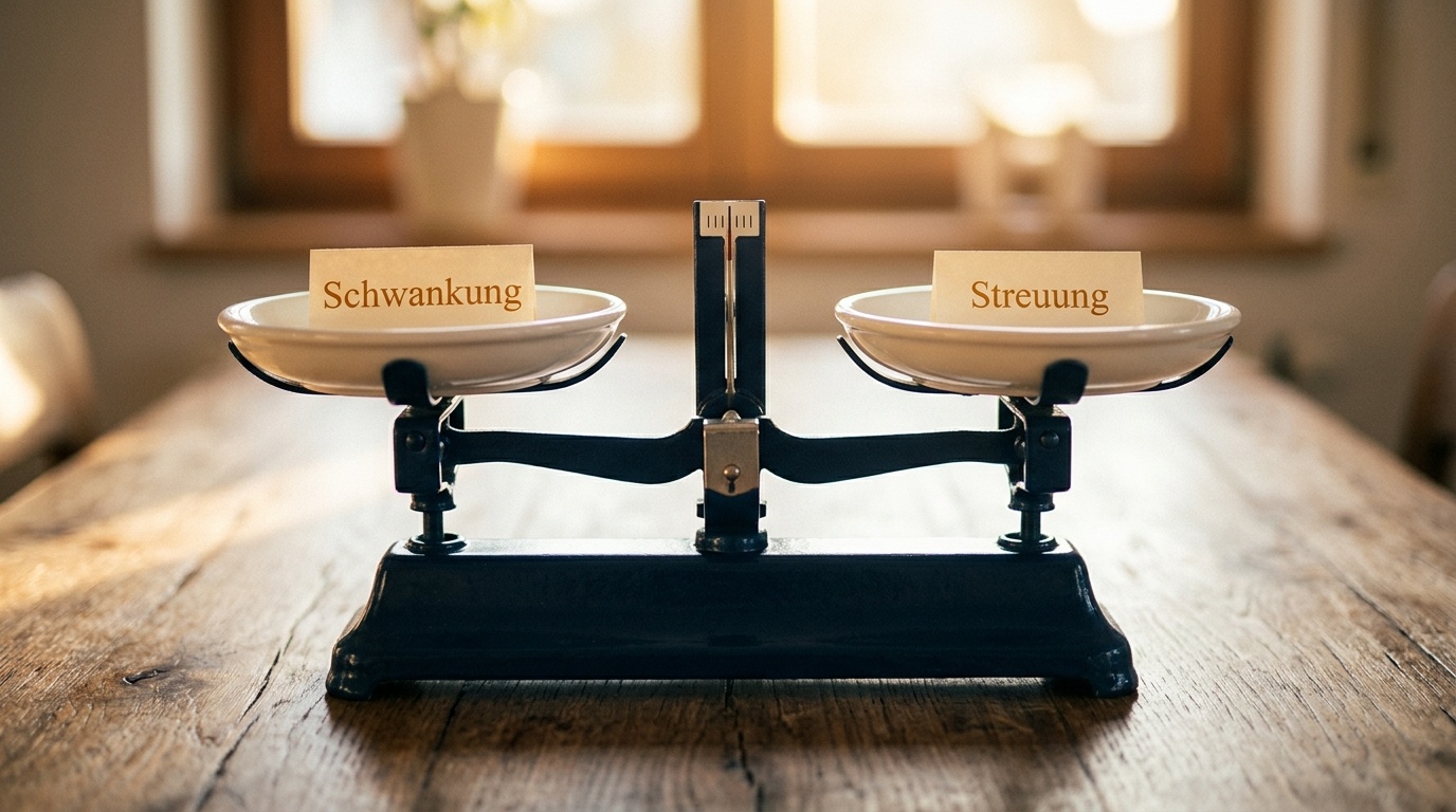 Waage als Symbol für das Abwägen von Chancen und Schwankungen.